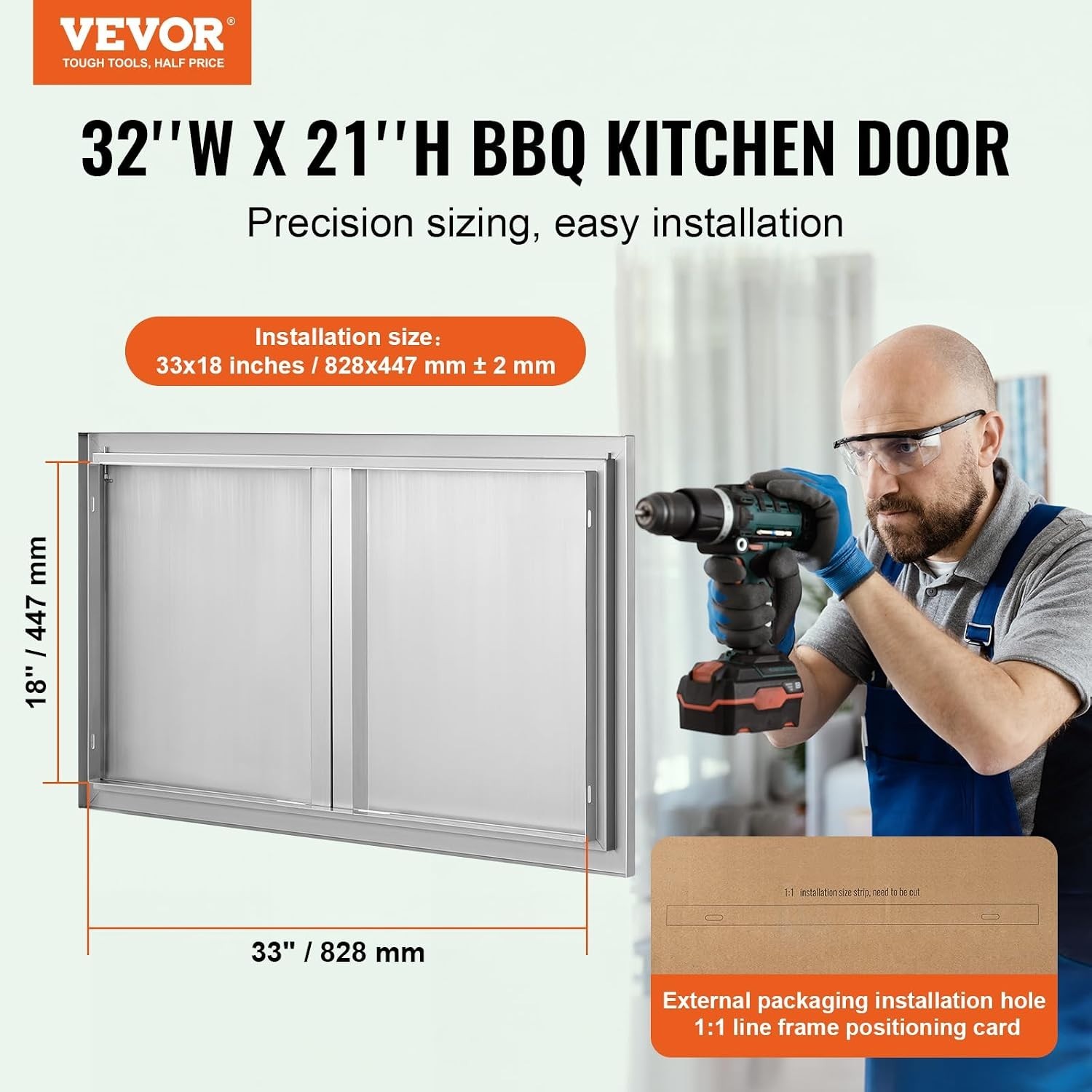 Versatile 36W x 21H Stainless Steel Door for BBQ Islands & Grilling Stations