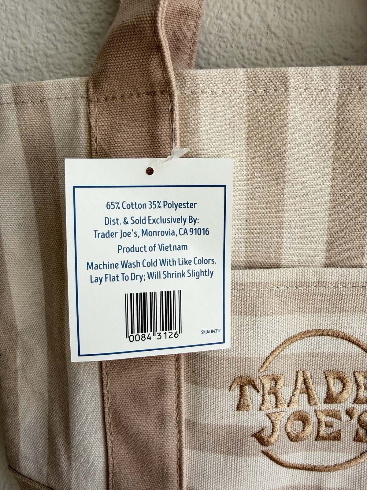 Trader Joe’s 2026 Striped Mini Pastel Canvas Tote Bags – Brown – READY TO SHIP